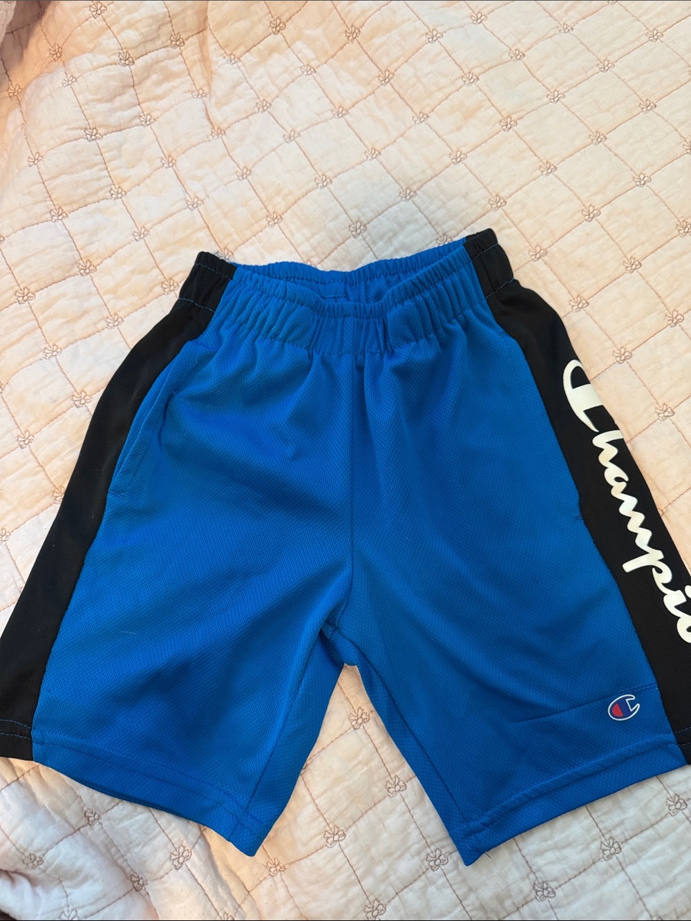 Champion Bright Blue Athletic Shorts with Black Side Panels